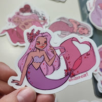 Valentine Mermaid Sticker mauve