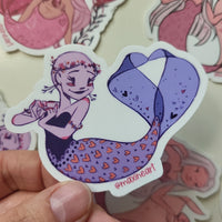 Valentine Mermaid Sticker hearts
