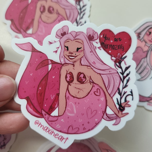 Valentine Mermaid Sticker love bug