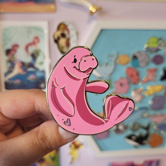 Ocean alphabet - Manatee pin - Pink