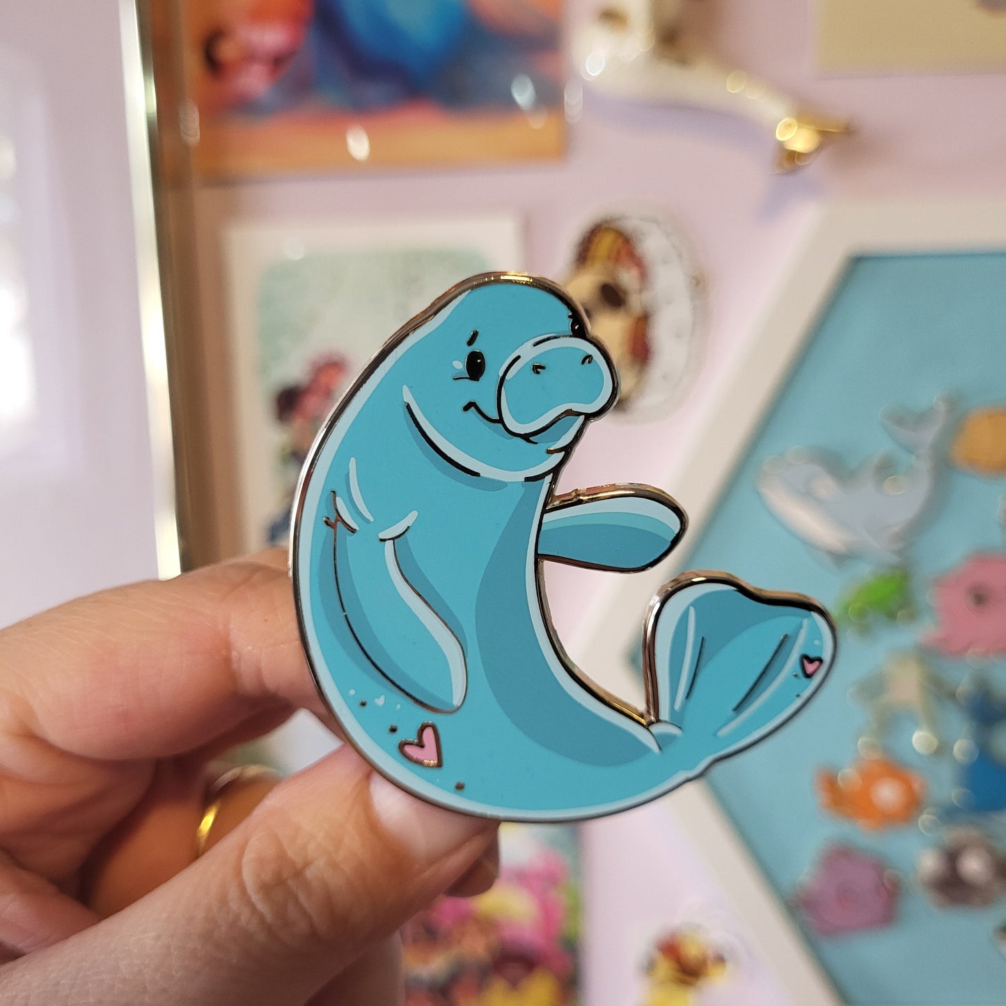 Ocean alphabet - Manatee pin - Blue