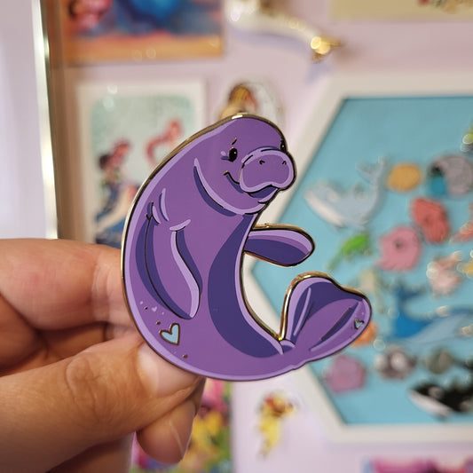 Ocean alphabet - Manatee pin - Purple