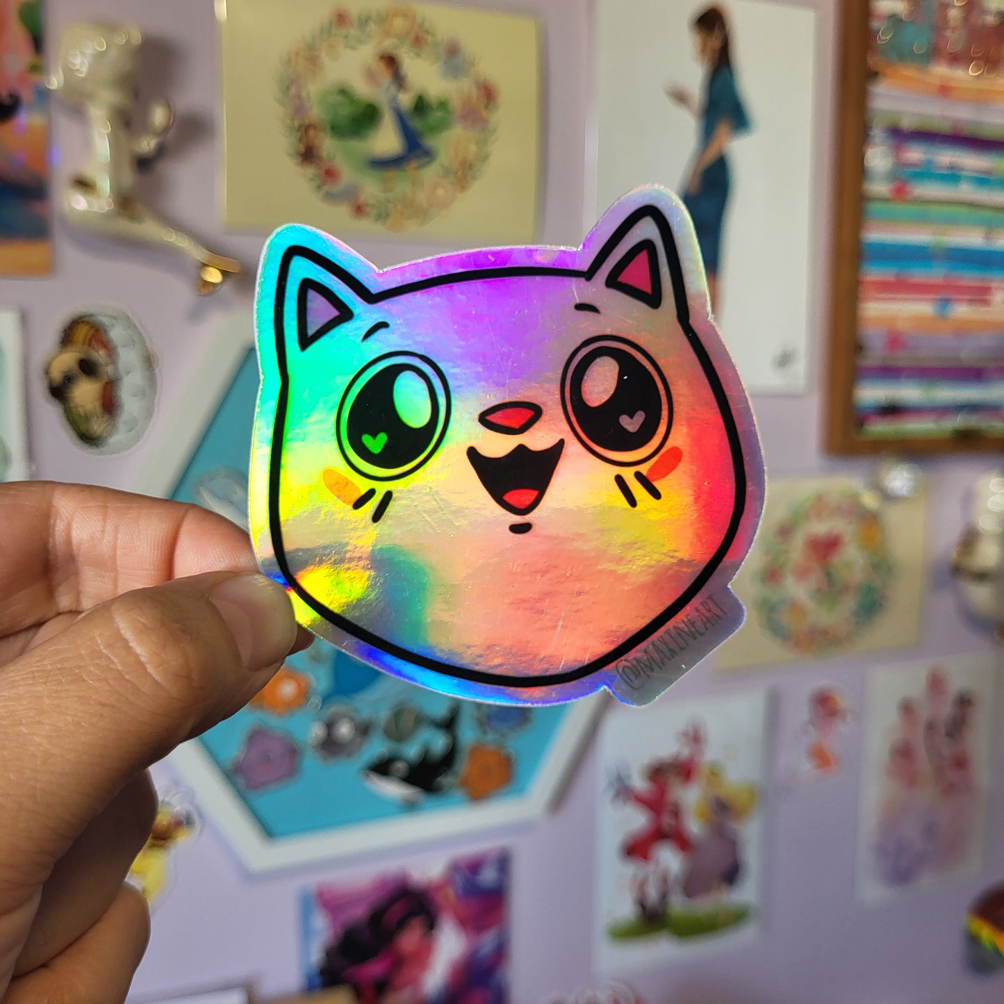 Holographic White Kitty - Sticker