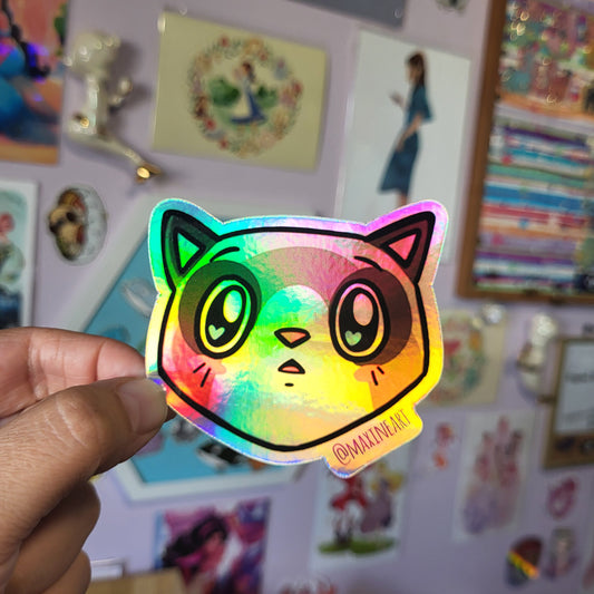 Holographic Grey Kitty - Sticker
