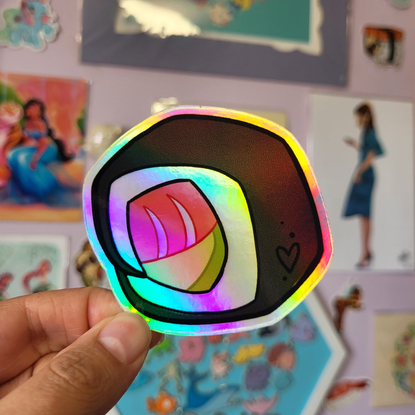 Holographic Salmon Avocado Roll - Sticker