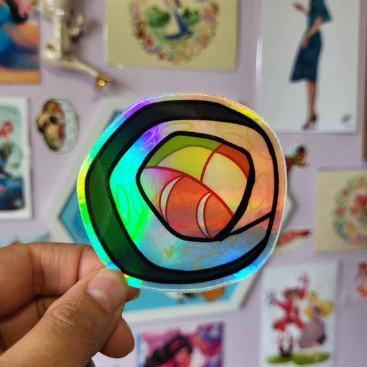 Holographic Cali Salmon Roll - Sticker