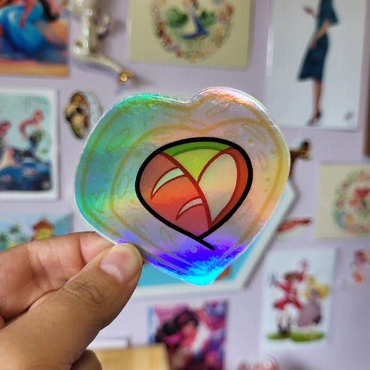 Holographic Heart Ebi Salmon Roll - Sticker