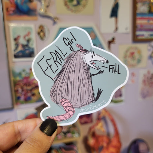 Feral Girl Fall - Sticker