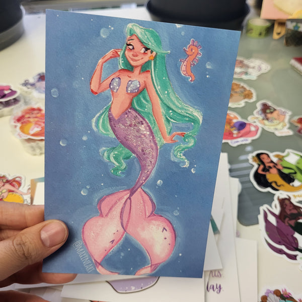 Green Hair Mermaid Print