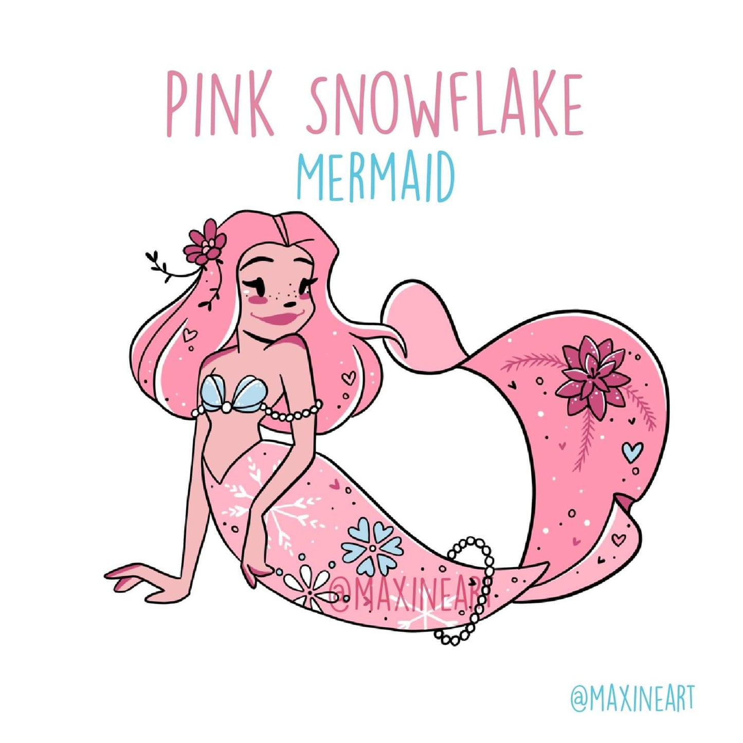 Holiday mermaid - Pink Snowflake