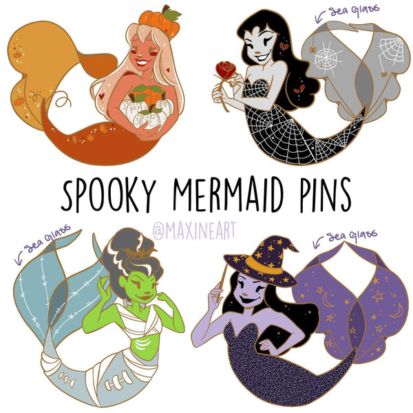 All 4 Spooky mermaid 2022 pins